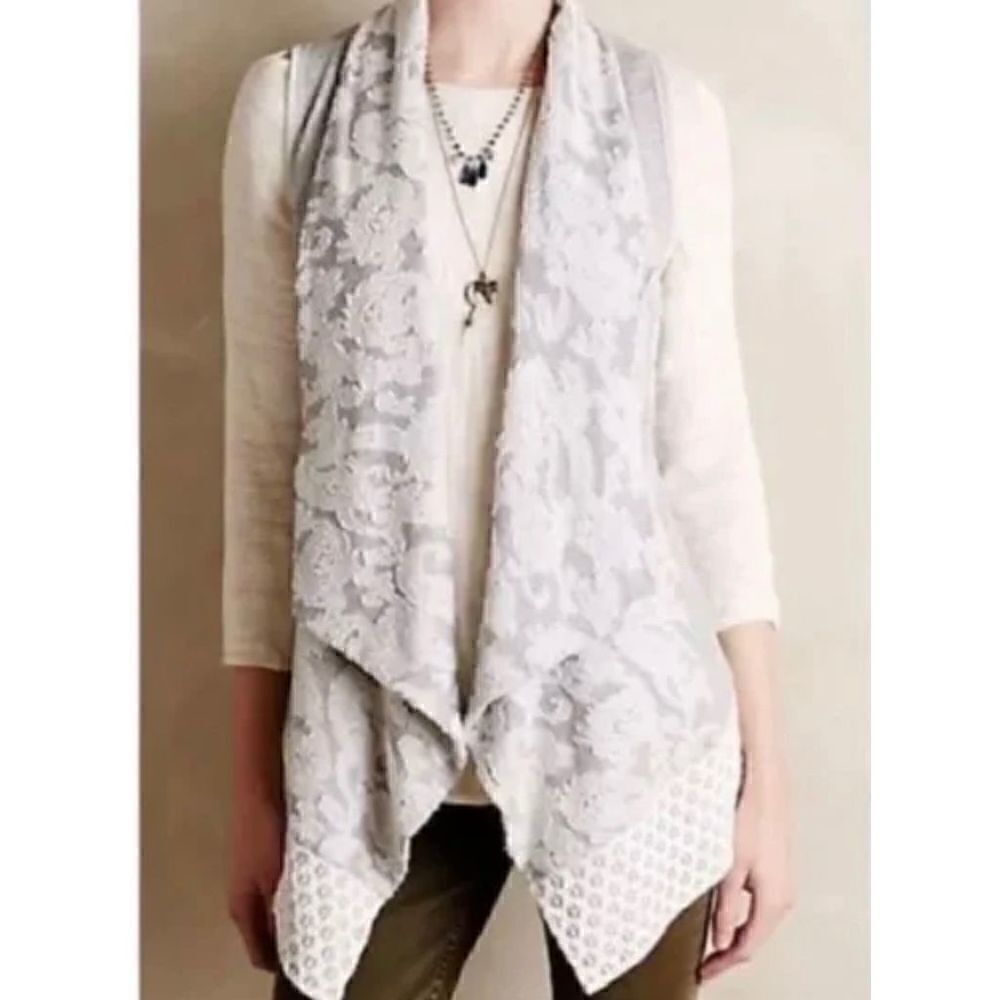 Saturday Sunday Anthropologie XS Gray textured jacquard sweater vest